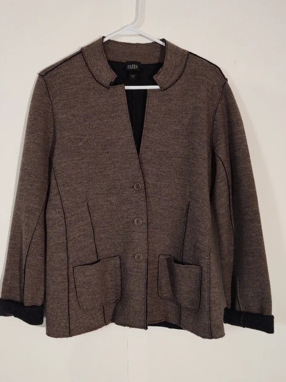Casual Brown Women's Jacket with Pocket Detail